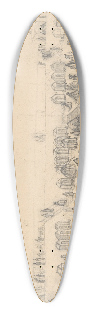 Flicien Rops - The Beach at Blankenberghe 39.3 inch art pintail longboard deck