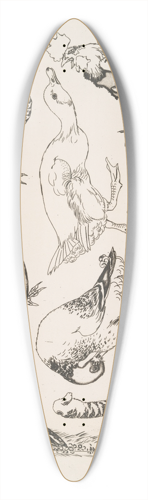 Flix Bracquemond - Coqs et canards 39.3 inch art pintail longboard deck