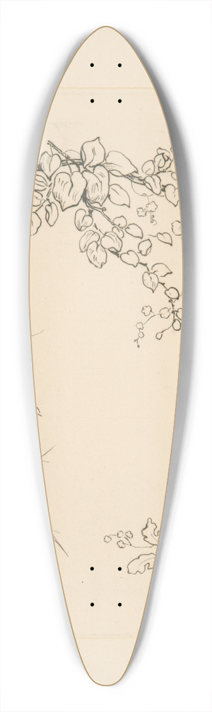 Flix Bracquemond - Feuille de chne. 39.3 inch art pintail longboard deck