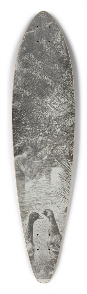Flix Bracquemond - The Surprised Ducks 39.3 inch art pintail longboard deck