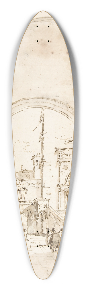 Francesco Guardi - Architectural Capriccio; Grand Staircase Seen through an Archway 39.3 inch art pintail longboard deck
