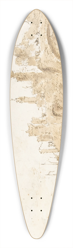 Francesco Guardi - Capriccio with a Seaport and Classical Ruins 39.3 inch art pintail longboard deck
