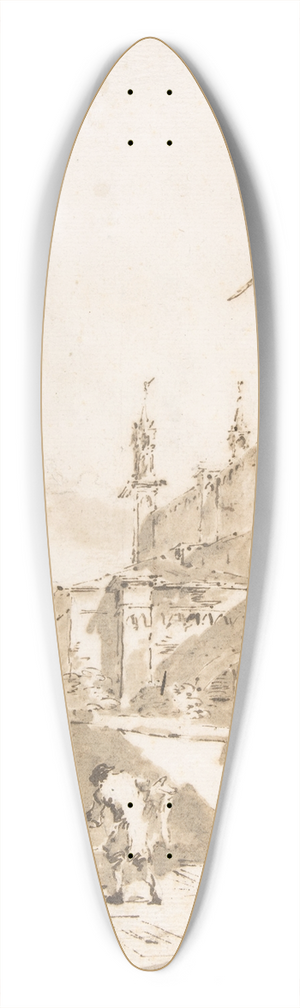 Francesco Guardi - Dice Players in a Venetian Square 39.3 inch art pintail longboard deck