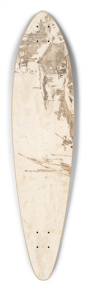 Francesco Guardi - Lagoon Capriccio with a Tower 39.3 inch art pintail longboard deck