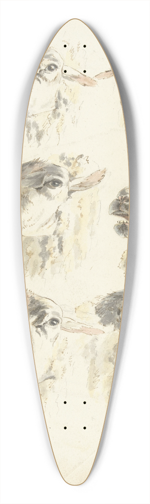 Franciscus Andreas Milatz - Studieblad met zes schaapskoppen 39.3 inch art pintail longboard deck
