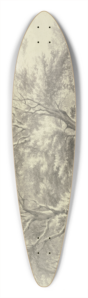 Franciscus Andreas Milatz - Weg durch einen Wald, rechts eine windschiefe Htte, links drei Bauern bei einem Wagen 39.3 inch art pintail longboard deck