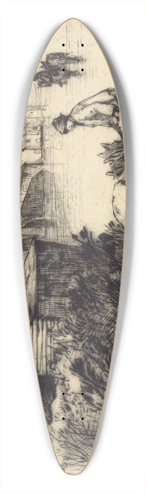 Francis Seymour Haden - Wareham Bridge 39.3 inch art pintail longboard deck