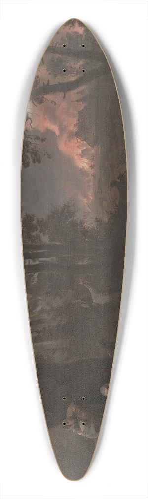 Franciszek Kostrzewski - Fire in the village 39.3 inch art pintail longboard deck