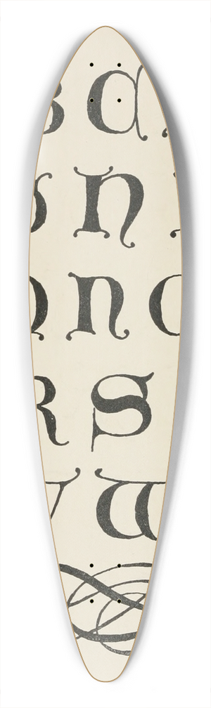 Frank Chouteau Brown - Uncial Gothic initials 3 39.3 inch art pintail longboard deck