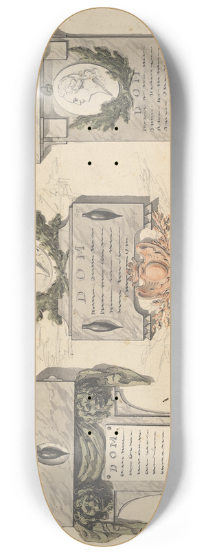 Jean Michel Moreau the Younger - Three Designs for a Funerary Monument or Epitaph it. 8.25 inch art skate deck