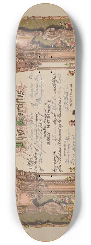 J. Howard Iams - Marriage Certificate 8.25 inch art skate deck