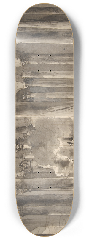 Jean Pierre Louis Laurent Hoel - Visitors with Torches Inside a Circular Building 8.25 inch art skate deck