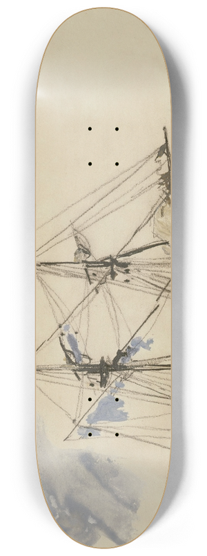 Johan Barthold Jongkind - Bateau  voile accost 8.25 inch art skate deck