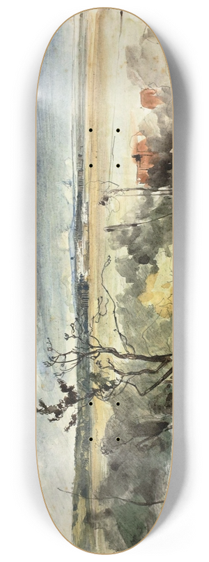 Johan Barthold Jongkind - Landscape with Man on a Donkey 8.25 inch art skate deck