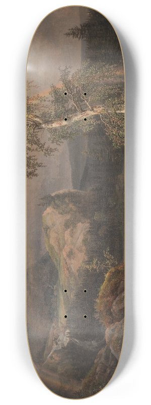 Johan Christian Dahl - Norwegian Landscape with a Rainbow 8.25 inch art skate deck