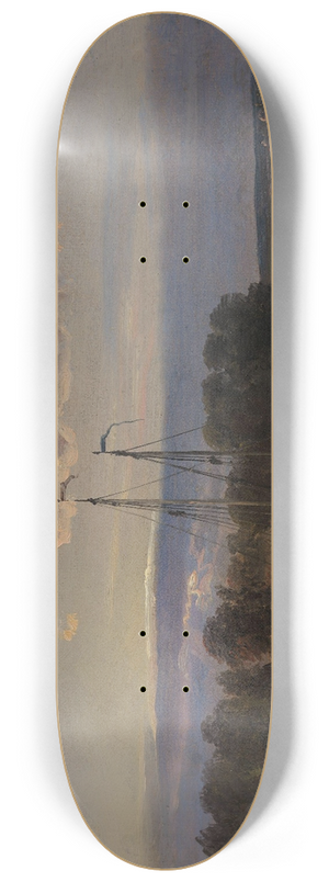 Johan Christian Dahl - The Elbe at Sunset 8.25 inch art skate deck