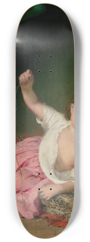 Johann Baptist Reiter - Little Girl Playing 8.25 inch art skate deck