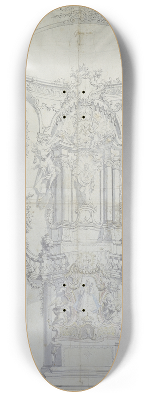Johann Baptist Zimmermann  - Altarentwurf hinter Sulenbogen (Hochaltar in Andechs) 8.25 inch art skate deck