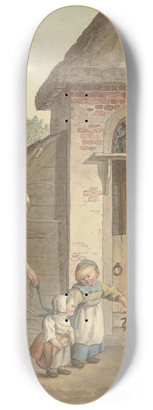 Johann Friedrich Morgenstern - Vor der Haustr sitzt ein alter Mann, dabei eine Magd und zwei Kinder 8.25 inch art skate deck