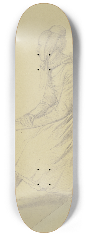 Johann Jakob Hoff - Hessisches Bauernmdchen, ganze Figur sitzend, Profil nach links 8.25 inch art skate deck