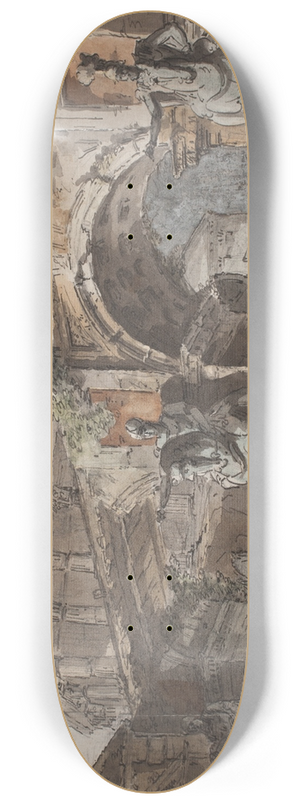 Jens Petersen Lund - Romersk prospekt med bro, tempelruin og rytterstatue 8.25 inch art skate deck Jens Petersen Lund - Romersk prospekt med bro, tempelruin og rytterstatue 8.25 inch art skate deck