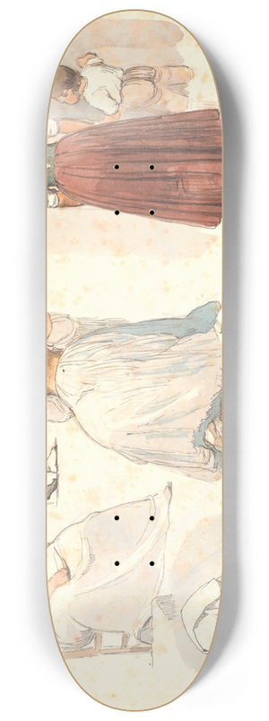Johan Thomas Lundbye - Fire studier af italienerinder, den ene med et barn ved hnden, samt et studie af et barn, og et studie af en gadefe-jer 8.25 inch art skate deck