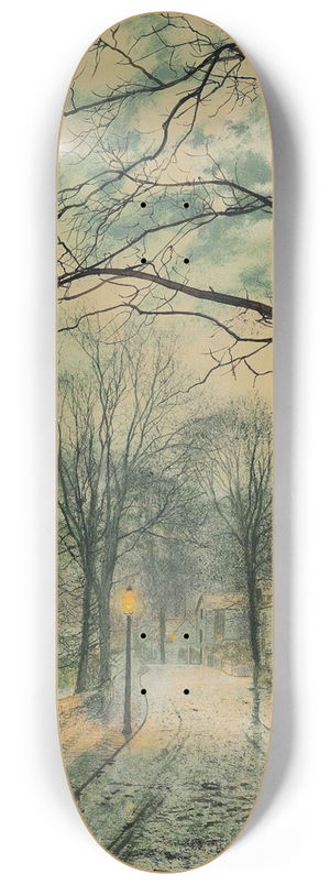 John Atkinson Grimshaw - A moonlit stroll, Bonchurch, Isle of Wight 8.25 inch art skate deck