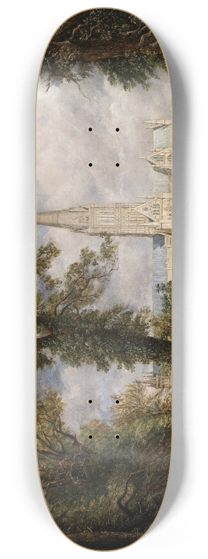 John Constable - Salisbury Cathedral from the Bishops Garden 8.25 inch art skate deck