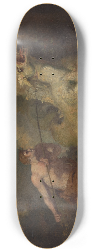 John Hamilton Mortimer - Man attacking a monster 8.25 inch art skate deck