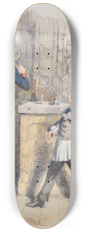 John Leech - Pot Valiant; Scene in a Tap-Room 8.25 inch art skate deck