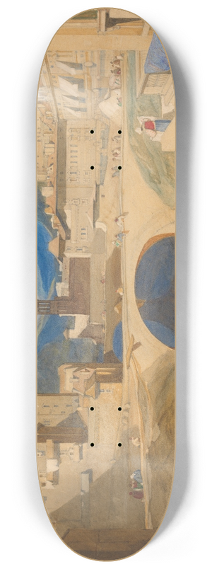 John Sell Cotman - Bridge in a Continental Town 8.25 inch art skate deck
