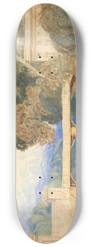John Sell Cotman - Chateau Navarre, near Evreux, Normandy 8.25 inch art skate deck