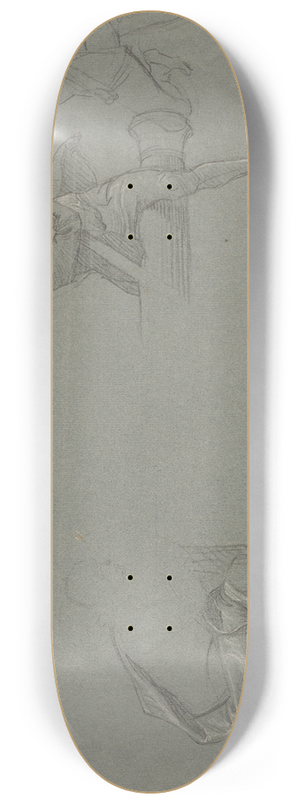 John Singleton Copley - Drapery Study; Two Figures Pulling a Pole 8.25 inch art skate deck