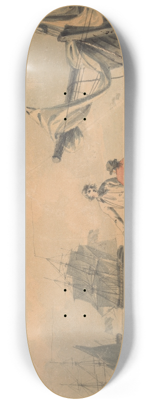 John Thomas Serres - Coast Scene with Figures 8.25 inch art skate deck