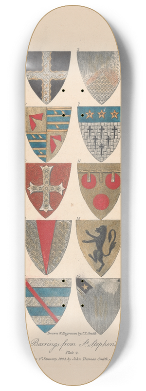 John Thomas Smith - Armorial Bearings from St. Stephens Chapel 8.25 inch art skate deck