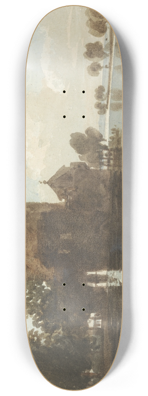 John Varley - A Castle at the Waterside 8.25 inch art skate deck