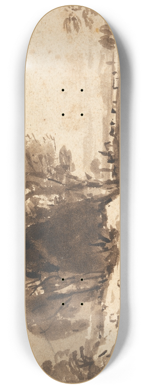 John Varley - Trees on a Knoll by a Stream 8.25 inch art skate deck