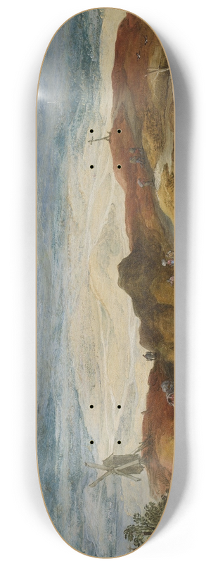 Joos de Momper - Sandy landscape with travellers and cattle 8.25 inch art skate deck