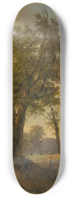 Josef Hger - Alpine Landscape with Trees in the Foreground 8.25 inch art skate deck