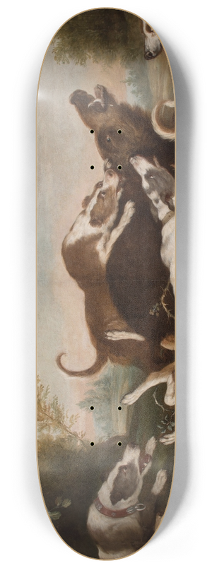 Joseph Anton Harzath - Hunting Scene (Dogs Attacking Wild Boar) 8.25 inch art skate deck