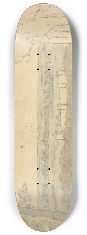 Joseph Wright of Derby - Landscape with a Distant Buildings 8.25 inch art skate deck