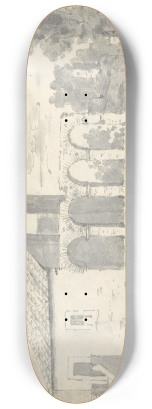 Joseph Wright of Derby - Tile Roofed Building with an Arcade 8.25 inch art skate deck