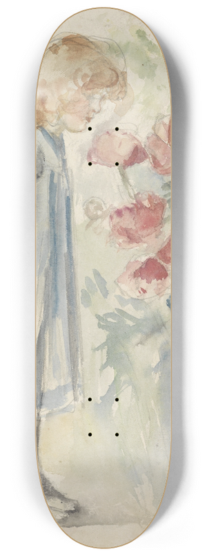 Jozef Israls - Staand meisje in bloementuin 8.25 inch art skate deck