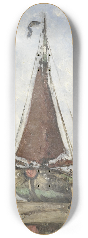 Joannes Barnardus Antonius Maria Westerwoudt - Bluff-bowed Fishing Boat on the Beach 8.25 inch art skate deck