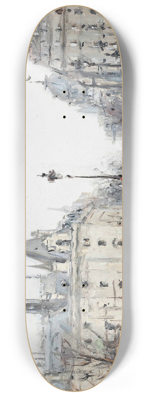 Joaquin Mir - Figures bustling before the Conciergerie, Paris 8.25 inch art skate deck