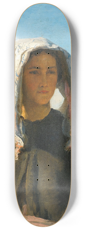 Jules Breton - Portrait de jeune Paysanne Bordelaise 8.25 inch art skate deck