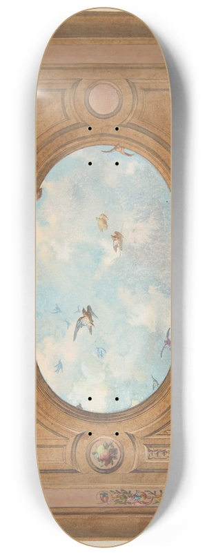 Jules-Edmond-Charles Lachaise - Design for a ceiling with a trompe loeil sky filled with birds 8.25 inch art skate deck