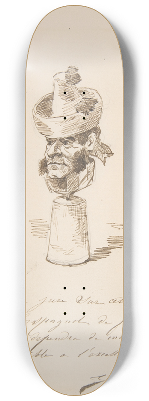 Jules Worms - Caricatured Head of a Spaniard 8.25 inch art skate deck