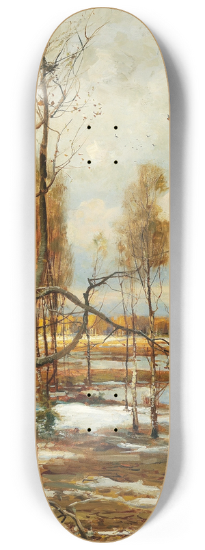 Julius Sergius Klever - An early spring landscape with a beech tree in the foreground 8.25 inch art skate deck