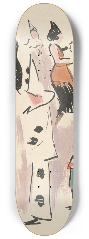 Joaqun Torres-Garca - Artists Ball; Pierrot, Harlequin, and Dancers 8.25 inch art skate deck